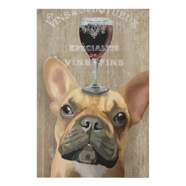Dog Au Vin, French Bulldog Faux Canvas Print (Front)