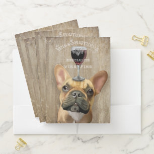 Dog Au Vin, French Bulldog Pocket Folder