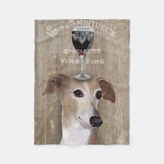 Dog Au Vin Greyhound Fleece Blanket (Front)