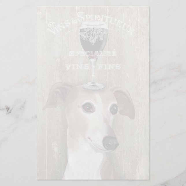 Dog Au Vin Greyhound Stationery (Front)