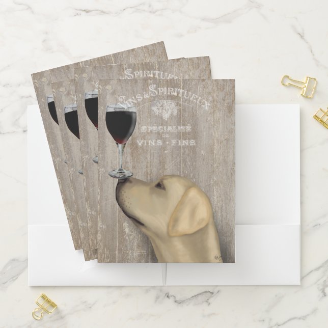 Dog Au Vin Yellow Labrador Pocket Folder (In Situ)