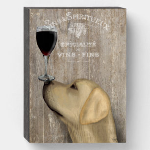 Dog Au Vin Yellow Labrador Wooden Box Sign