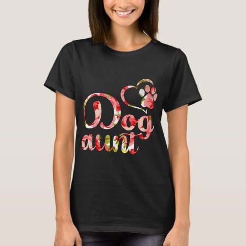 Dog Aunt Sister Flower Puppy Dog Lover T_Shirt
