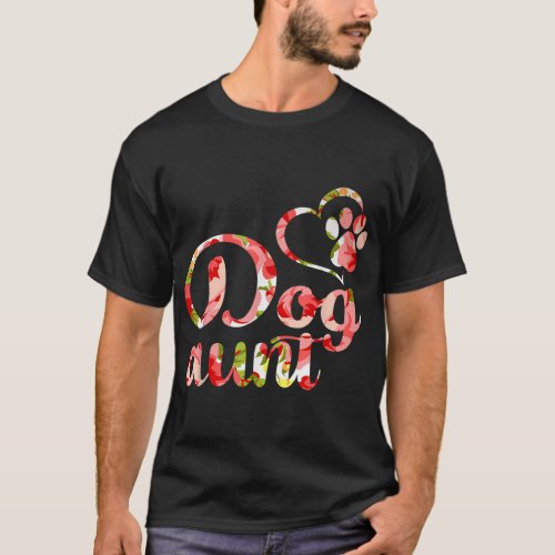 Dog Aunt Sister Flower Puppy Dog Lover T_Shirt