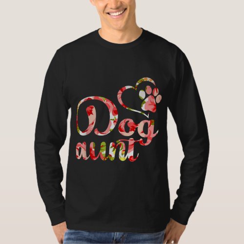 Dog Aunt Sister Flower Puppy Dog Lover T_Shirt