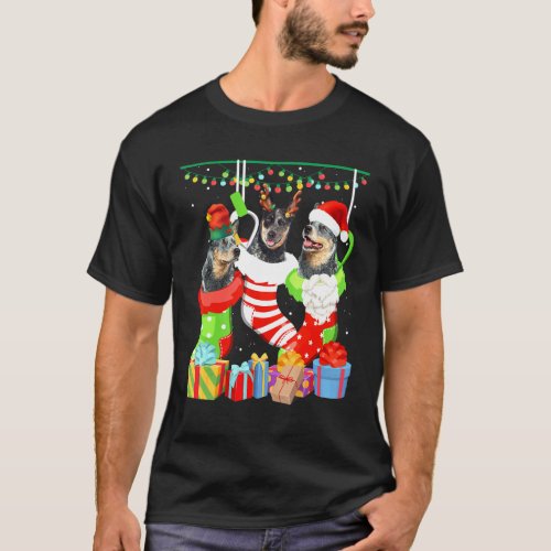 Dog Australian Cattle Christmas Sock Xmas Pajama T-Shirt
