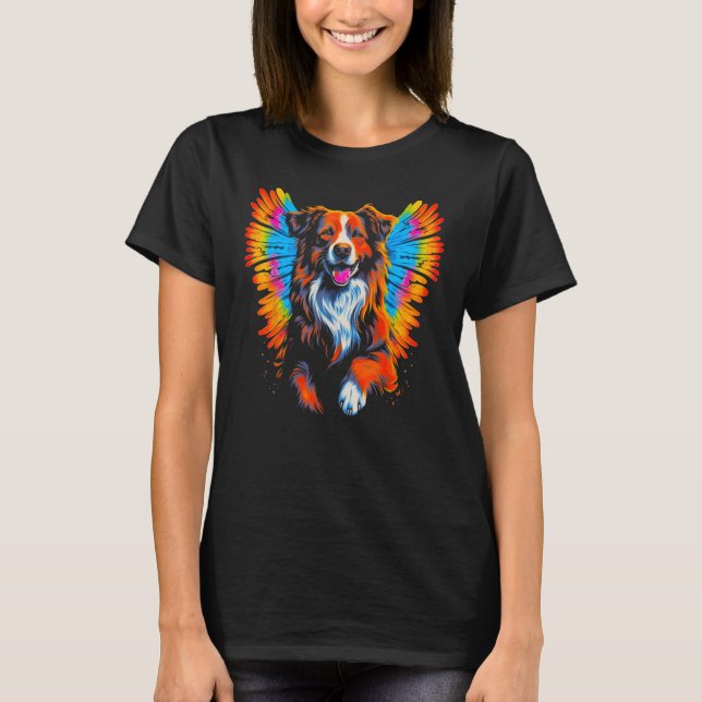 Dog Australian Shepherd Angel Wings T-Shirt (Front)