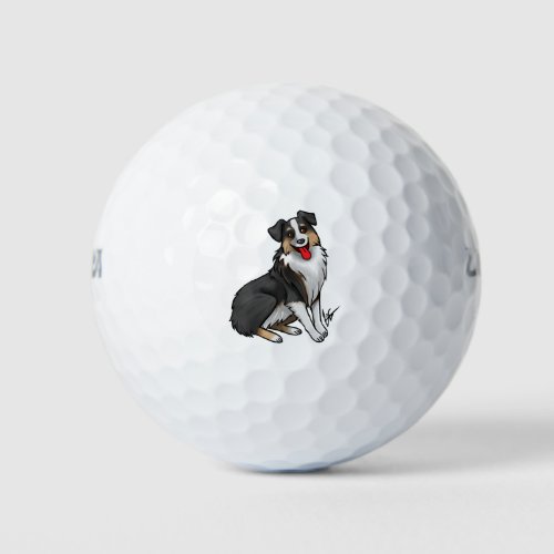 Dog _ Australian Shepherd _ Black Tri Golf Balls