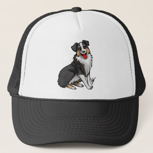 Dog _ Australian Shepherd _ Black Tri Trucker Hat