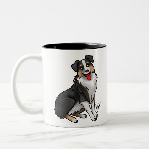 Dog _ Australian Shepherd _ Black Tri Two_Tone Coffee Mug