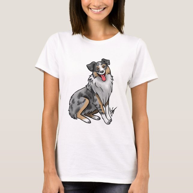 Dog - Australian Shepherd - Blue Merle T-Shirt (Front)