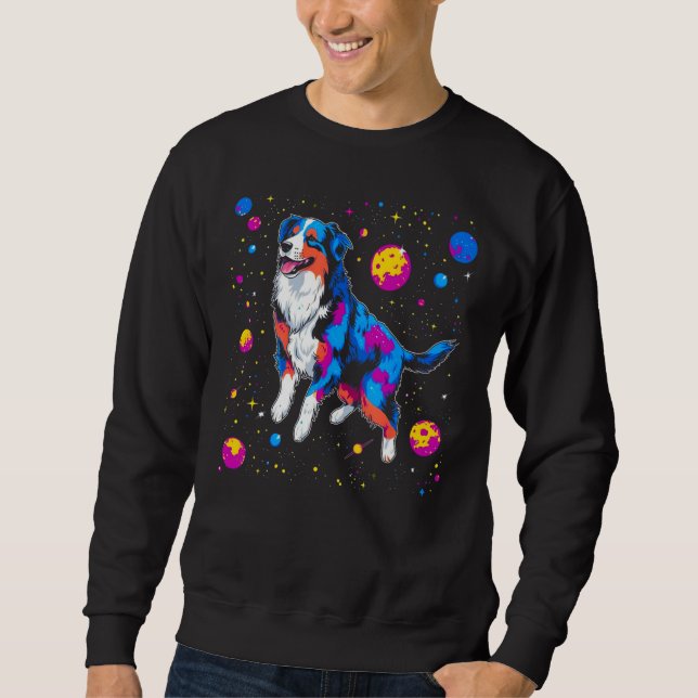 Dog Australian Shepherd Space Sweatshirt (Front)