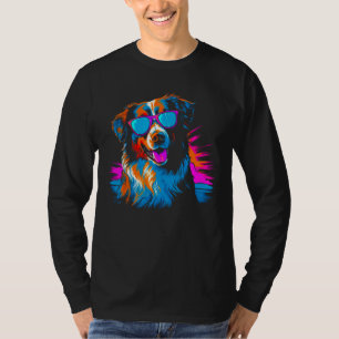 Dog Australian Shepherd Sunglasses Summer Vacation T-Shirt