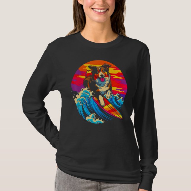 Dog Australian Shepherd Surf T-Shirt (Front)