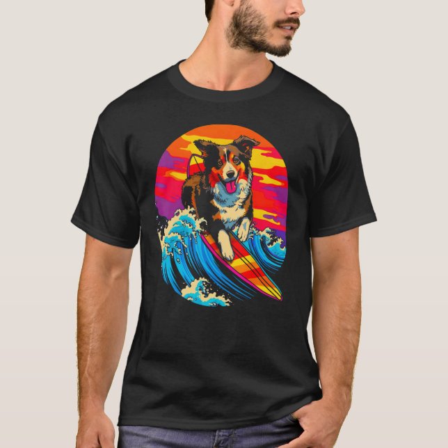 Dog Australian Shepherd Surf T-Shirt (Front)