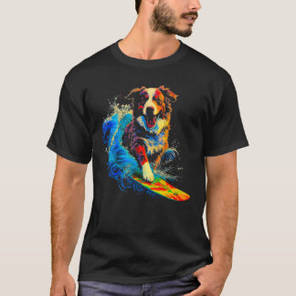 Dog Australian Shepherd Surfer T-Shirt