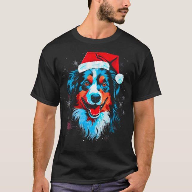 Dog Australian Shepherd Xmas T-Shirt (Front)