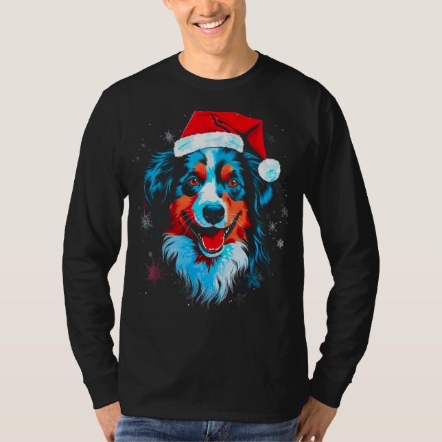 Dog Australian Shepherd Xmas T-Shirt (Front)