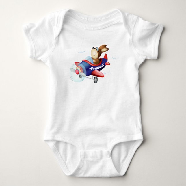 Dog Aviator Baby Bodysuit (Front)