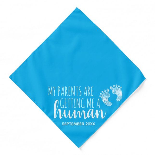 Dog Baby Pregnancy Announcement Blue Bandana (Front)