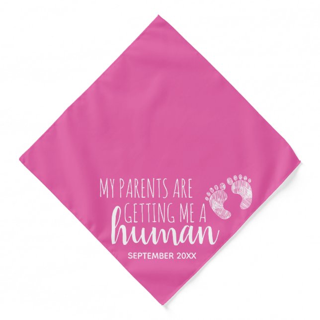 Dog Baby Pregnancy Announcement Pink Bandana (Front)