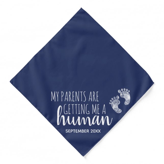 Dog Baby Reveal Pregnancy Announcement Navy Blue  Bandana (Front)