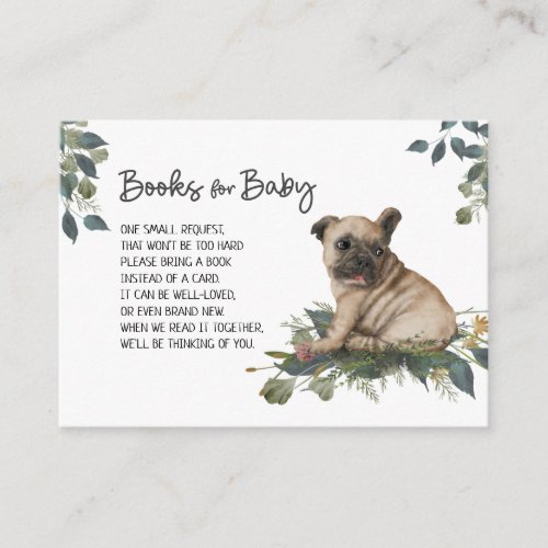 Dog Baby Shower Cute Pug Puppy Book Request Enclosure Card