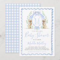 Dog Baby Shower Preppy Boy Puppy Blue Gingham