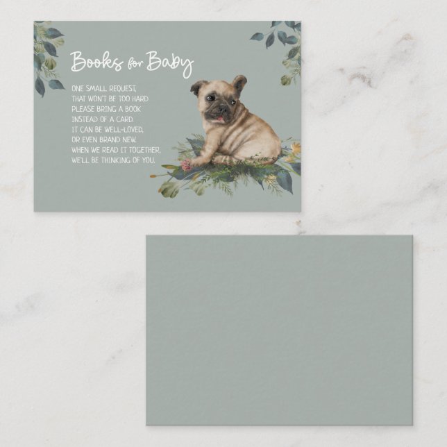 Dog Baby Shower Pug Puppy Book Request Enclosure Card (Front/Back)