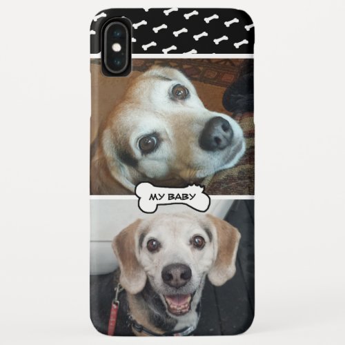 Dog Baby Your Own 2 Photo Modern Cute Bone Pattern iPhone XS Max Case