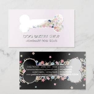 Dog Bakery Homemade Treats Floral Bone Raised Spot UV Business Card
