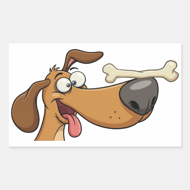  Dog Balancing Bone Cartoon Rectangular Sticker (Front)