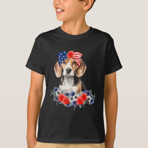 Dog Bandana American Flag 4th Of July  T_Shirt