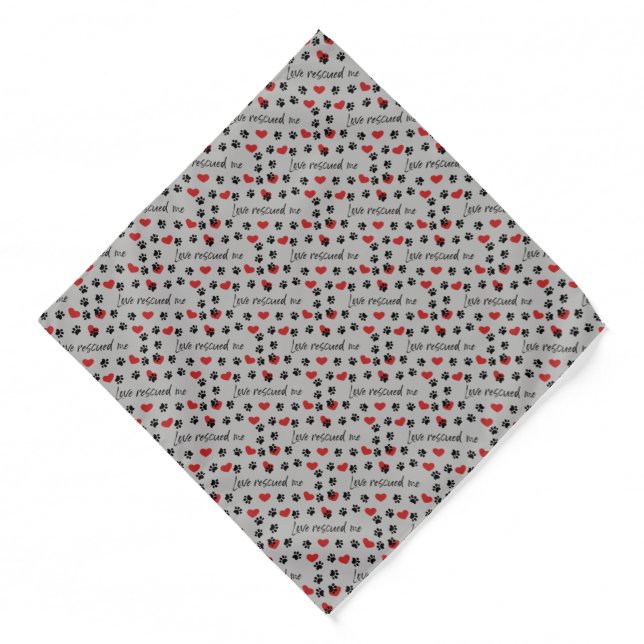 Dog Bandana Med Large dog Love rescued me - Gray (Front)