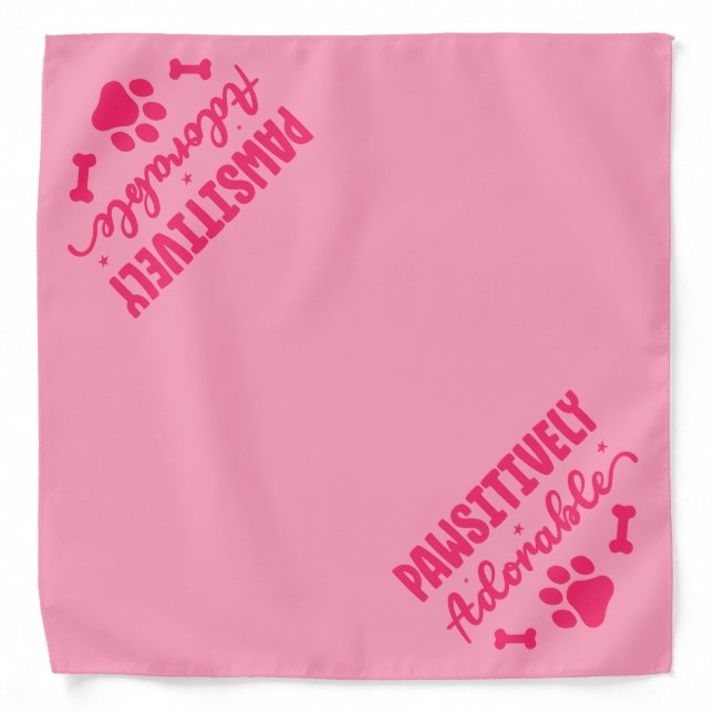 Dog Bandana Positively Adorable Pink (Front)