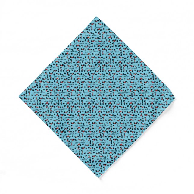 Dog Bandana small dog  turquoise  Love rescued me  (Front)