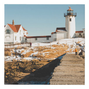 Dog Bar Lighthouse along the ocean coastline of th Faux Canvas Print