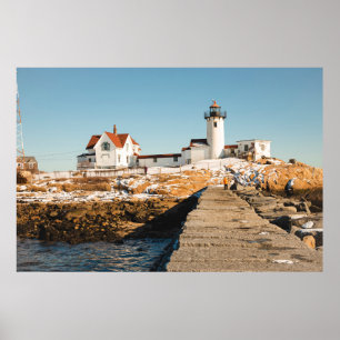 Dog Bar Lighthouse along the ocean coastline of th Poster