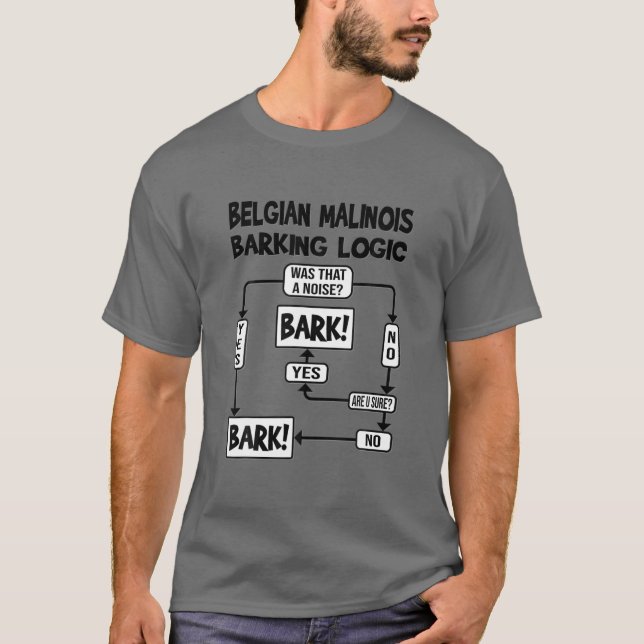 Dog Barking Logic, Funny Dog Gift, Funny Belgian M T-Shirt (Front)