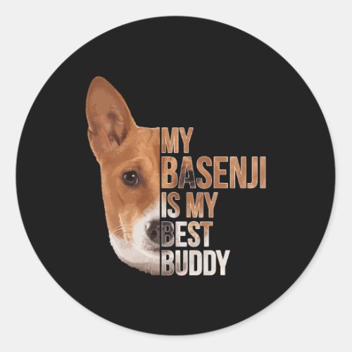 Dog Basenji African Basenji Dog Pirate Jolly Roger Classic Round Sticker