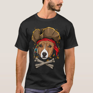 Dog Basenji African Basenji Dog Pirate Jolly Roger T-Shirt