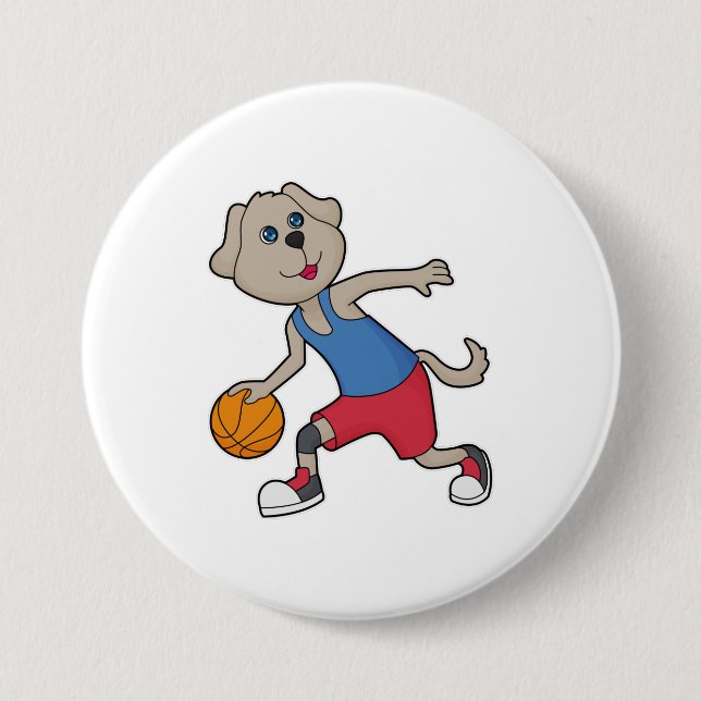 Dog Basketball player Basketball Button (Front)