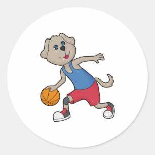 Dog Basketball player Basketball Classic Round Sticker
