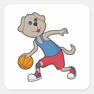 Dog Basketball player Basketball Square Sticker