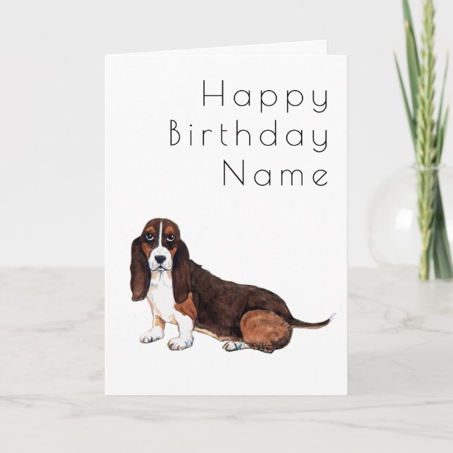 Dog Basset Hound Deco Birthday Card (Front)