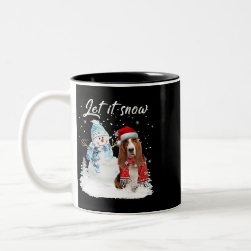Dog Basset Hound Santa Dog Christmas Snowman Xmas  Two_Tone Coffee Mug