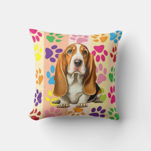 Dog Basset Hound Throw Pillow