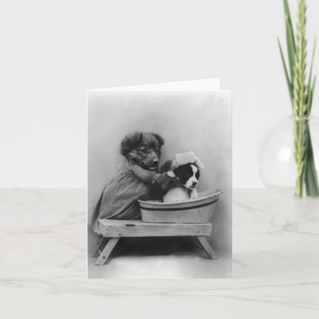 Dog Bathing Dog Card (Front)