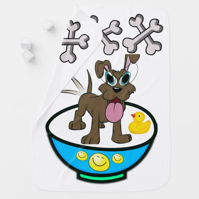 Dog Bathing Yellow Ducks Baby Blanket (In Situ)