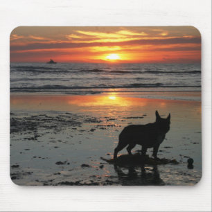 Dog Beach Sunset Mouse Pad